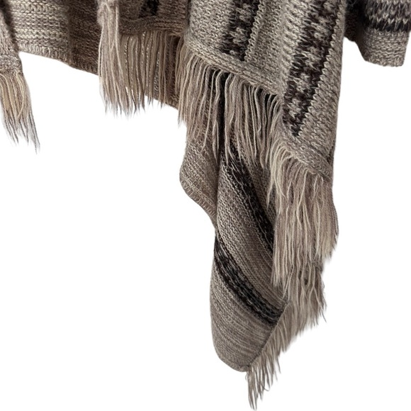 August Silk Brown Stripe Festival Fringe Cardigan Sweater - Picture 6 of 9